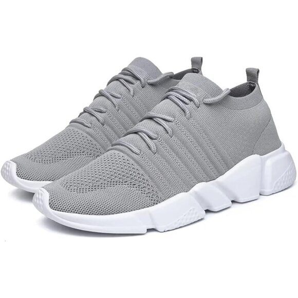 Men's Gray Knit Sole Breathable Lightweight Casual Walking Sneakers Shoes - Picture 5 of 5